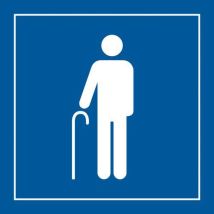 Picto priorité personnes âgées Vinyle bleu/blanc 250x250mm adhésif accès handicapé