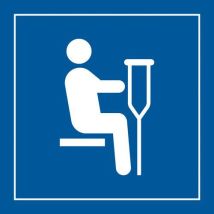 Picto Siège Personne Blessée Vinyle Blanc/Bleu 250x250mm Adhésif Priorité Accessibilité