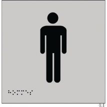 Plaque Relief Et Braille Wc Hommes 150x150mm Argent