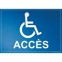Plaque Gravée Accès+picto Handicapé Bleu