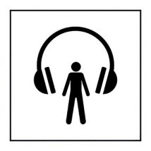 Picto audioguide Gravoply 250x250mm - Panneau indication ABS blanc/noir - Accessible handicapés - Recyclable