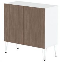 Rangment Mi-haut Java 100 Cm 2 Portes Blanc/noyer