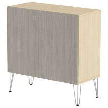 Rangment Mi-haut Java 100 Cm 2 Ptes Chêne Clair/chêne Gris