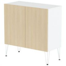 Rangment Mi-haut Java 120 Cm 2 Portes Blanc/chêne Clair