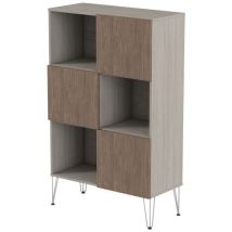 MBA - Rangement haut Java 120 cm damier chêne gris/noyer - 160x120x45 cm - Éco-responsable, 10 ans garantie