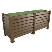 Cache Conteneur En L 2 Bacs 4 Roues H120 Cm À Sceller Sable