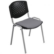 Chaise Prisma Piètement Alu Dossier Noir Assise Gris