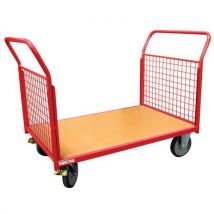 Chariot 700x1000 Mm 2 Dos Grillagés Roue À Bandage Tpe Rouge