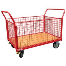 Chariot 700x1000 Mm Dos/ridelle Grillagés Roue Tpe Rouge