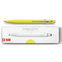 Stylo à bille 849 POPLINE FLUO Jaune - Pointe Moyenne - Encre Bleue - Idéal pour le quotidien