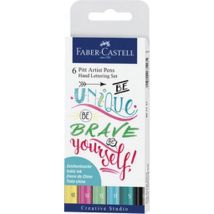 Feutre PITT artist pen - Étui 6 feutres - Pointe pinceau - Encre multicolore - Idéal pour artistes