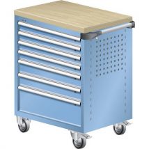 A257895 - Chariot Atelier Revêtement Multiplex - 7 Tiroirs -bleu Clair