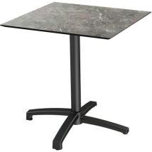 Veba - Table Bistrot Pliable X CROSS Galaxy Marble 70x70 cm Taupe Acier Noir - Usage Intensif Intérieur Extérieur