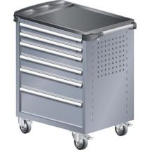 A257383 - Chariot Atelier Revêtement Plastique - 6 Tiroirs -gris Foncé