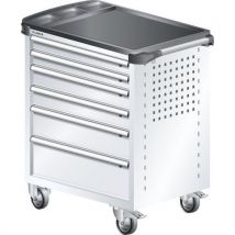 A257389 - Chariot Atelier Revêtement Plastique - 6 Tiroirs - Blanc