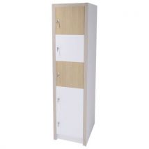 Colonne Moyo 5 Cases Portes Serrure Blanc/chêne
