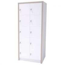 Colonne Moyo 10 Cases Portes Serrure Blanc