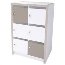 Colonne Moyo 6 Cases Portes Courrier Serrure Blanc/argile