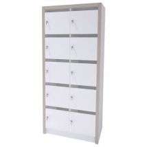 Colonne Moyo 10 Cases Portes Courrier Serrure Blanc