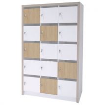 Colonne Moyo 15 Cases Portes Courrier Serrure Blanc/chêne