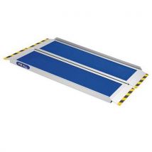 Rampe d'accès portable pliable CONTRAST 116 cm Aluminium Bleu - Antidérapante 350 kg - Idéale pour l'accessibilité handicapé