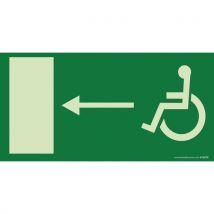 Signalétique Lumi. Sortie Gauche +handicapé 400x200mm Vinyle