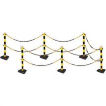 Set De 6 Poteaux Jaune / Noir + 6 Socles + 14 Chaînes De 2m