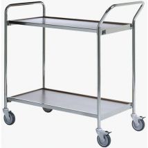 Table Roulante 1000x420mm Chrome/gris - 2 Plateaux - 150 Kg
