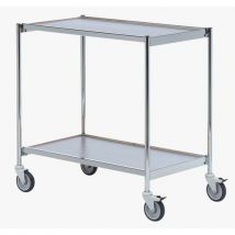 Table Roulante 1000x420mm Chrome/gris - 2 Plateaux - 150 Kg