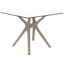 Table Vela S 90x90 Cm Résine Phél/poly/alu Blanc/sable