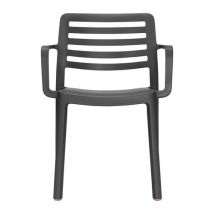 Garbar - Lot de 4 Fauteuils WIND Polypropylène Gris Foncé - Empilables - Usage Collectivité - Intérieur/Extérieur
