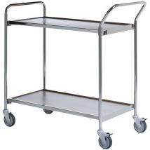 Table Roulante Chrome - 2 Plateaux Gris 800x420mm - 150 Kg