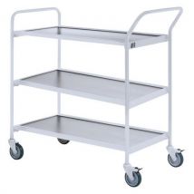 Table Roulante Grise - 3 Plateaux Gris 800x420mm - 150 Kg