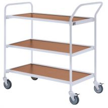 Table Roulante Grise - 3 Plateaux Hêtre 800x420mm - 150 Kg