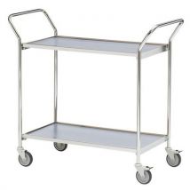 Table Roulante 2 Poignées - 2 Plateaux Gris 800x420mm - 150 Kg
