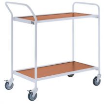 Table Roulante Grise - 2 Plateaux Hêtre 800x420mm - 150 Kg