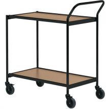 Table Roulante Noire - 2 Plateaux 800x420mm Chêne - 150 Kg