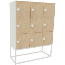 Meuble 9 Cases Kim Serrure Code Blanc/chêne Fil