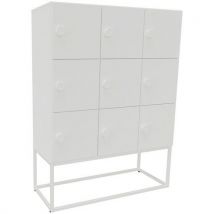 Meuble 9 Cases Kim Serrure Code Blanc/blanc