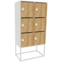Meuble 6 Cases Kim Courrier+serrure Code Blanc/chêne Vieilli