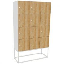 Meuble 12 Cases Kim Serrure Clé Blanc/chêne Vieilli