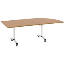 Table Pliante Axe Angle Intégré Gauche 205x80 Cm Hêtre/blanc