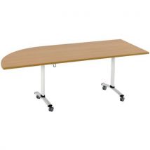 Table Pliante Axe Angle Intégré Droite 205x80 Cm Hêtre/blanc