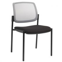 Manutan Expert - Lot de 2 chaises visiteur Ritz - Dossier résille gris clair, assise noire - Empilable, M1, Acier