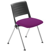 Sokoa - Lot de 4 Chaises MATCH - Piètement Alu, Assise Tissu Magenta, Dossier Polypro Noir - Empilable, Éco-responsable