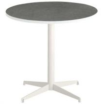 Table Tamaris Ø 80 Pl.métal Brossé/blanc Piet.argent/blanc