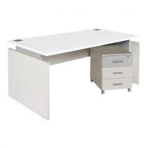 Pack Linéo Bureau Droit 120 + Caisson 2 Tiroirs Blanc/alu