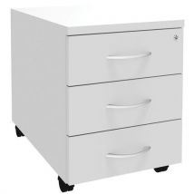 Simmob - Caisson mobile Alma 3 tiroirs Blanc - Bois multiplis, Fermeture à clé, 60x43x56 cm, Éco-responsable