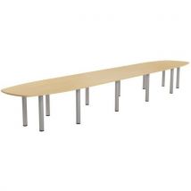 MBA - Table de réunion Elga 600x113 cm Hêtre/alu - 12 pieds - Éco-responsable - 5 ans garantie