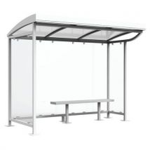 Abri Bus New Grand Lieu 4 X 160 M+1 Banc Métal 180 M Blanc